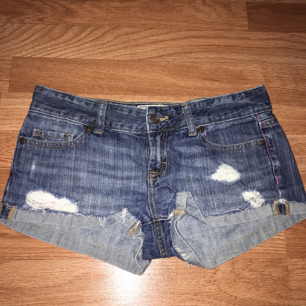 Pink denim shorts